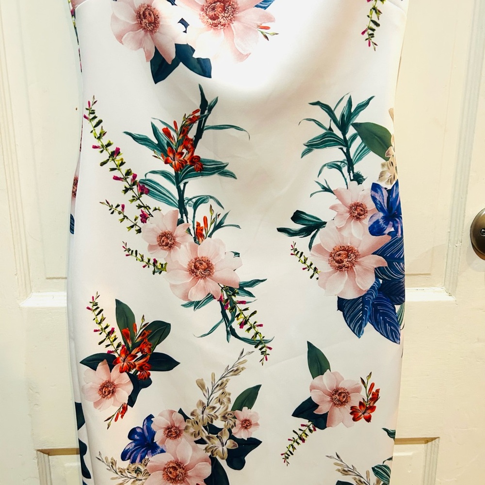 Ted Baker Sharley Jamboree Cap Sleeve Satin Floral Designer Dress US4 - Picture 5 of 16